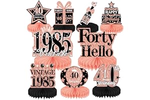 Luvart 40th Birthday Decorations Women - Rose Gold Table Decorations for 40th Vintage 1985 Birthday Party 9PCS Honeycomb Centerpieces Decor Supplies for Woman Men