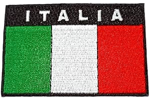 SENZAMA Toppa Patch Bandiera Italia Ricamata Termoadesiva con Scritta Italia 8cm x 5cm