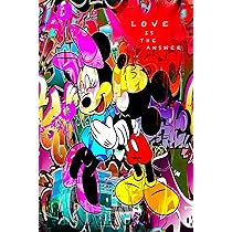 Magic Canvas Art Pop Art B8167 Mickey Mouse Minnie Impression Sur Toile 1 Pièce Impression D'art De Haute Qualité Tableaux Muraux - Dimensions : 60 X 30 Cm