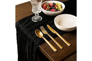 YTLSDHF Black Table Runner, 90x300cm Stylish Tablecloth for Wedding Decor, Party Decoration, Photography Backdrop, Boho Home Decor, Runner Create A Comfortable Atmosphere for Various Festivals