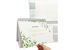 BANDEAX Tischkalender Jan 2025 – Dez 2026 DIN A4 groß quer, Wochenkalender zum Aufstellen, 2 Jahre Schreibtisch-Kalender mit Standfunktion, Wochen-Planer Stehkalender mit Feiertagen & Ferien DE/AT