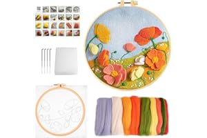 MAMUNU Nadelfilz Set für Anfänger Erwachsene, Wolle Malerei Filz Wolle Filz-Kit für Heimdekoration, Wolle Nadel Filz Set mit mit Wolle, Nadelfilzpad, Filznadeln, Filzwolle, dekorativer Rahmen und Anleitung