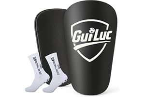 GUILUC Espinilleras Fútbol Niños - Calcetines Antideslizantes – Espinilleras Pequeñas Fútbol para Adultos Y Niños – Ligeras, Cómodas Y Resistentes -Mini Espinilleras Fútbol - Tamaño 12 x 7,8 Cm