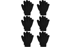 Cooraby 6 Pairs Kids Knitted Magic Gloves Teens Warm Winter Stretchy Full Fingers Gloves