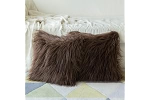 MIULEE Poszewki na poduszki ze sztucznego futra, puszyste, super miękkie, dekoracyjne, kwadratowe, pluszowe poszewki na poduszki, sztuczne futro, do salonu, na sofę, do sypialni, szampańskie, 45 x 45