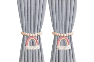 Gohytal Raffhalter für Vorhänge, 2 Stück Vorhang Raffhalter Regenbogen, Gardinenclips Raffhalter Seil für Vorhänge,Vorhang Seil Raffhalter Baumwoll Handstrick Vorhanghalter für Schlafzimmer, Büro Deko