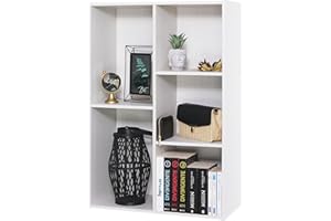 Iris Ohyama Mobile,librerie larghe 60 cm, Scaffale Angolare da Parete in Legno, 5 Livelli, Bianco, Polivalente, Modulare, Aperto, Per Soggiorno, Ufficio, Libri, Decorazioni, Montaggio Facile, CX-23C