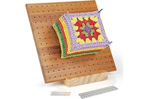 KINWODON Crochet Blocking Board and Pins, 4×4 inch Handcrafted Wooden Macrame Boards with Metal Pins Knitting and Crochet Blocking Mats for Knitting Projects Crochet Frame Blocking Mats
