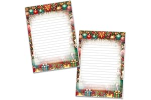 JUNAPACK Lot de 2 blocs-notes colorés en papier à motif - Avec lignes - Cadeau de Noël et d'hiver - Cadeau de Noël pour enfants, garçons, filles, école (2 blocs A5 de 25 feuilles chacun)