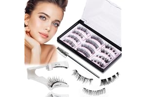 Ciglia Finte Magnetiche Naturali 12 Pezzi Ciglia Magnetiche con Applicatore Senza Eyeliner Riutilizzabil 3D Magnetic Eyelashes Chlffua Facile Da Indossare E Da Togliere per Festa, Appuntamento