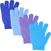 Sibba 4 Exfoliating Shower Gloves Double Sided Exfoliating Bath Gloves for Shower Exfoliating Body Exfoliating Gloves Dead Sk