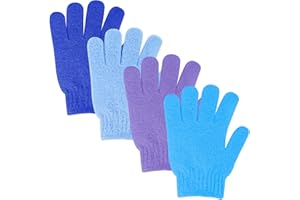 Sibba 4 X Peeling-Duschhandschuhe Doppelseitig Peeling-Badhandschuhe Dusche Körperschrubber Handschuh Abgestorbene Hautentferner Peeling FäUstlinge NatüRlicher KöRper Luffa Waschlappen Badezubehör