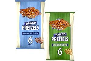 HAMPERLY GIFTS Multipack Pretzel Bundle Consisting of Penn State Sea Salted Pretzels 6 x 22g and Pretzels Sour Cream & Chive 6 x 22g (2 Pack)