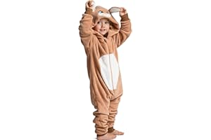 WUNSY Rabbit Onesie for Boys or Girls Easter Bunny with TAIL World Book Day -Fluffy Animal Onesies in Kids with TAIL Ages 2-13 Years