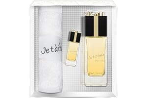 JE T'AIME pour Elle Coffret pour Femme Eau de Parfum 100 ml + Miniature 10 ml + Serviette Éponge Vaporisateur Spray Parfum Cadeau • EVAFLORPARIS