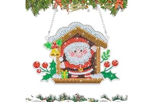 MWOOT DIY Natale Pittura Diamante Pendente, Babbo 5D Strass Diamond Art Painting Appendere Ornamenti con Catena, Christmas Pendant Kit per Principianti Porta Parete Finestra Hanging Decorazione