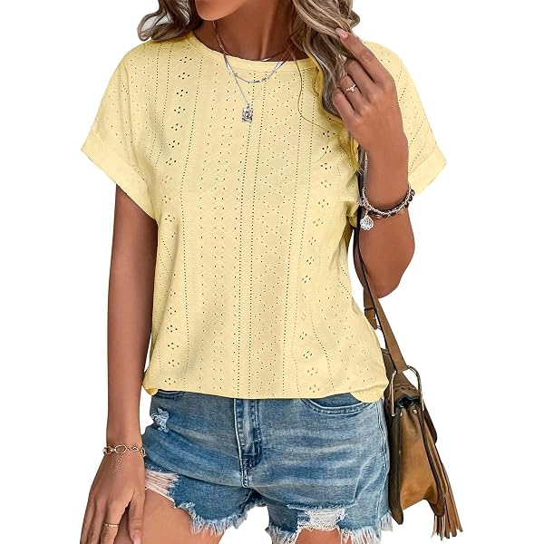 Damen Sommer Top Mit Fledermausärmeln - Lockeres Tunika-Shirt Aus Rayon/Polyester, Wasserwellen Struktur