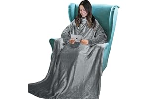 Catalonia Classy Manta portátil con Mangas, Regalo para Adultos, Mujeres, Hombres, extrasuave, cálida, cómoda, microfelpa, Ligera, de Forro Polar, cómoda, para el Cuerpo, para TV, con Bolsillo