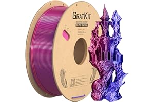 ‎GRATKIT GratKit Dual Color Silk PLA Filament 1,75mm 1kg Spule, Zweifarbiges 3D-Drucker Filament mit +/-0,03mm Präzision, Einfach zu drucken, Rot Und Blau