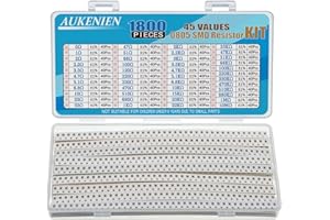 AUKENIEN 0805 Rezystor SMD 45wartości 1800sztuk 0R do 10 M Ohm Rezystory 1/8W Zestaw SMT Resistance Asortyment z tolerancją ±1%