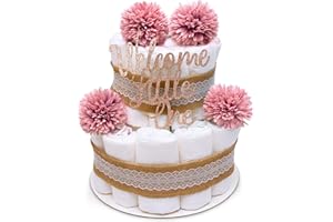 MilaBoo® Tarta de pañales vintage para niña, estilo bohemio, regalo para nacimiento o bautizo