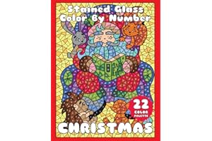 CHRISTMAS (Stained Glass Color by Number): Mosaic Color By Number Book for Adults Relaxation and Stress Relief