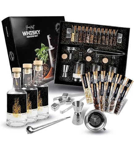 Kit Infusion Whisky Craftly – Copeaux Bois & Épices Naturelles, Bouteille Verre, Recettes, Idéal Cadeau Homme Femme Amateur Cocktails