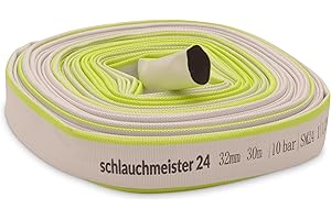 SCHLAUCHMEISTER 24 ... WIR LEITEN'S DURCH ... Ø 1 1/4" - 32 mm, 30 m - Tuyau plat synthétique | Caoutchouc blanc avec vert, 10 bar, -20 °C à +60 °
