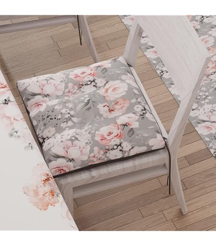 Emmevi AZALEA56A Coussin De Chaise Coton à Pois Cœurs - Housse Élastique Amovible Lavable