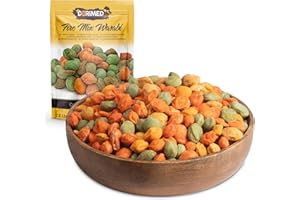 DORIMED Mélange Apéritif Wasabi 1 kg | Cacahuètes enrobées de blé et de maïs croquantes avec forme de ravioli et saveur barbecue | Saveur orientale épicée I collation gastronomique | Craquelins de Riz 1 Kg