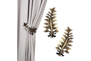 SUQ I OME SUQIOME 1 Pair European Big Leaf Metal Curtain Holdback Curtain Tiebacks Holdbacks Decorative Wall Hooks Hanger for Drapes Linen Holder Window Treatment Hardware (Bronze)