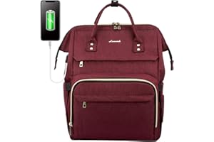 LOVEVOOK Zaino Laptop Donna, Impermeabile Zaino porta PC 17Pollici, Zaino per Computer con Caricatore USB, Zaino Universita per Viaggi Lavoro Scuola Ufficio, Vino Rosso