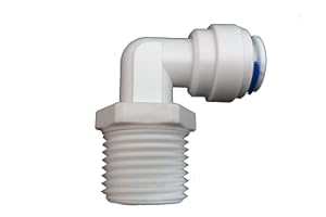 THE WATER FILTER MEN Codo atornillado de 1/4 pulgadas con ajuste a presión para carcasa de filtro de agua con puertos de 1/4 pulgadas, filtro de agua, sistema de ósmosis inversa