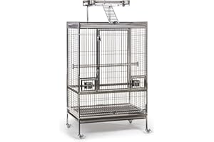 PH PREVUE HENDRYX PREVUE PET PRODUCTS Large Stainless Steel Play Top Bird Cage, Rust Resistant Metal Cage for Birds with Rooftop Ladder and Playtop