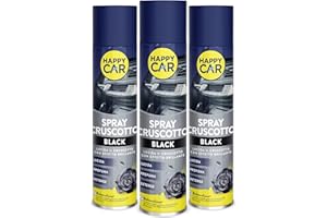 HAPPYCAR Happy Car - 3x Spray Lucida Cruscotto Black, Effetto Brillante e Profumato, Rinnova e Protegge, Non Unge, Adatto a Tutte le Superfici, 600ml