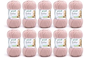 Gründl Baby uni filato per maglia/filato per uncinetto (70% poliacrilico e 30% poliammide, 50 g / 150 m, spessore del ferro/dell’ago: 3,5-4,5, 10 x 50 g), rosa scuro