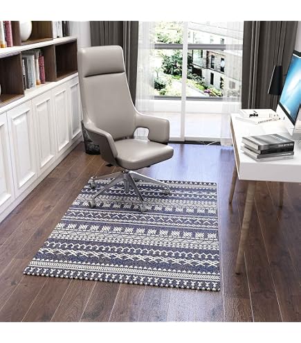 Heavy Duty Office Chair Mat For Carpet & Hardwood Floors - 36x48 Inches, Bohemian Woven Design, Protects Floor
