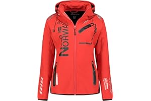 GEO NORWAY REINE LADY - Veste Softshell Femme Impermeable - Jacket Chaud À Capuche Outdoor - Blouson Zippées Coupe Vent Resistant Hiver - Activites En Exterieur Randonnée