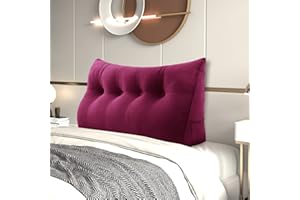 ‎JOHNEAR Johnear Rückenkissen Bett Keilkissen Sofa Rückenlehne Lesekissen, Lehnenkissen Dreieckige Kopfkissen Lendenkissen mit abnehmbarem Samt Bezug （Burgund, 140cm