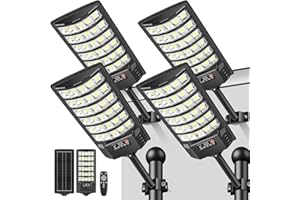 LEKIA Farola Solares Exterior Potente 7000K, Luz Solar Exterior con Sensor Movimiento y Mando Distancia, Focos LED Solar Iluminación de 320°, Impermeable Luces Solares para Jardín, Calle (4 Paquetes)