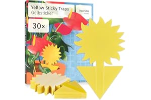 Pièges Jaunes Mouches du Terreau : 30 Pièges Jaunes Contre Les Mouches du Terreau pour Plantes d’Intérieur sans Insecticide – Lutter Contre Les Moucherons avec des Panneaux Jaunes – de Inovida
