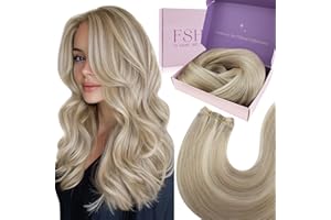 Fshine Extension Capelli Tessitura 60 cm 100 g Extension Capelli Veri Cucitura Highlight Biondo Cenere Con Biondo Candido Extensions Matassa Remy Extensions Bundles Lisci #18P613