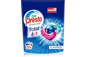 Bio Presto Power Caps Classico, Detersivo Lavatrice Predosato In Capsule, Confezione Da 54 Lavaggi