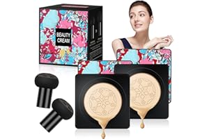 LOPHE Mushroom Head Air Cushion CC Cream, 2pcs BB Cream Base de Maquillaje, Base Líquida, Hidratante Corrector, Control de Aceite, Resistente al Agua, Duradero