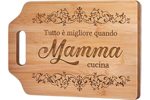 GIFTASY Regalo Mamma, Regalo Mamma Natale - Idee Tagliere in Bambù Inciso, Regali Mammina Compleanno, Regali del Figlio/Figlia alla Madre Cucina Originali
