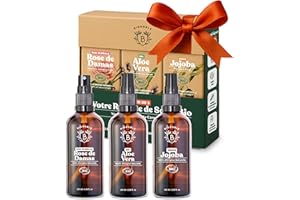 Bionoble Coffret Beauté Femme 3x100ml - Eau de Rose, Gel Aloe Vera et Huile de Jojoba Bio - Soins pour le visage, le corps et les cheveux - Coffret Cadeau Femme