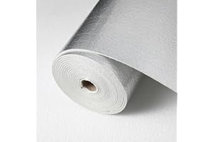 Beswitory 3mm Thicken Self-Adhesive Thermal Insulation Wallpaper Linen Texture Plain White Colour 3D Wall Panels Self Adhesive Embossed Wallpaper Peel and Stick Textured Waterproof Pe Foam Wallpaper