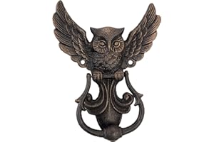 Design Toscano Türklopfer ‚Geheimnisvolle Geister-Eule‘, Gusseisen, Gold, 1 x 6 x 8 cm, 1 Einheiten