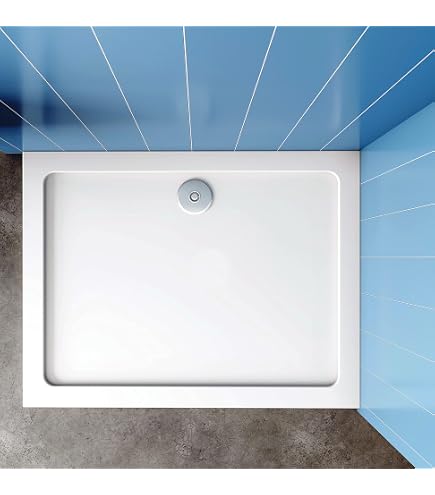 VBChome Duschwanne 120x100x5,5 Cm – Flache Acrylwanne Mit Glasfaser-Verstärkung Inkl. Ablaufgarnitur