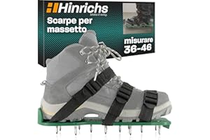 Hinrichs 2 Scarpe Chiodate Acciaio Inox per Prato - 30x13,3cm & punte 25mm - Arieggiatore Scarpe regolabili in lunghezza - Scarpe per Arieggiare il Prato